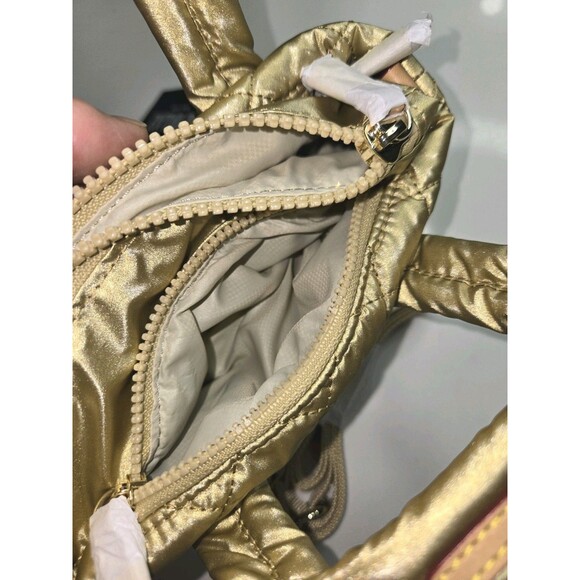 NWT MZ Wallace Gold Quilted Small Tote Bag Detachable Strap Zip Closure Designer - Picture 8 of 10